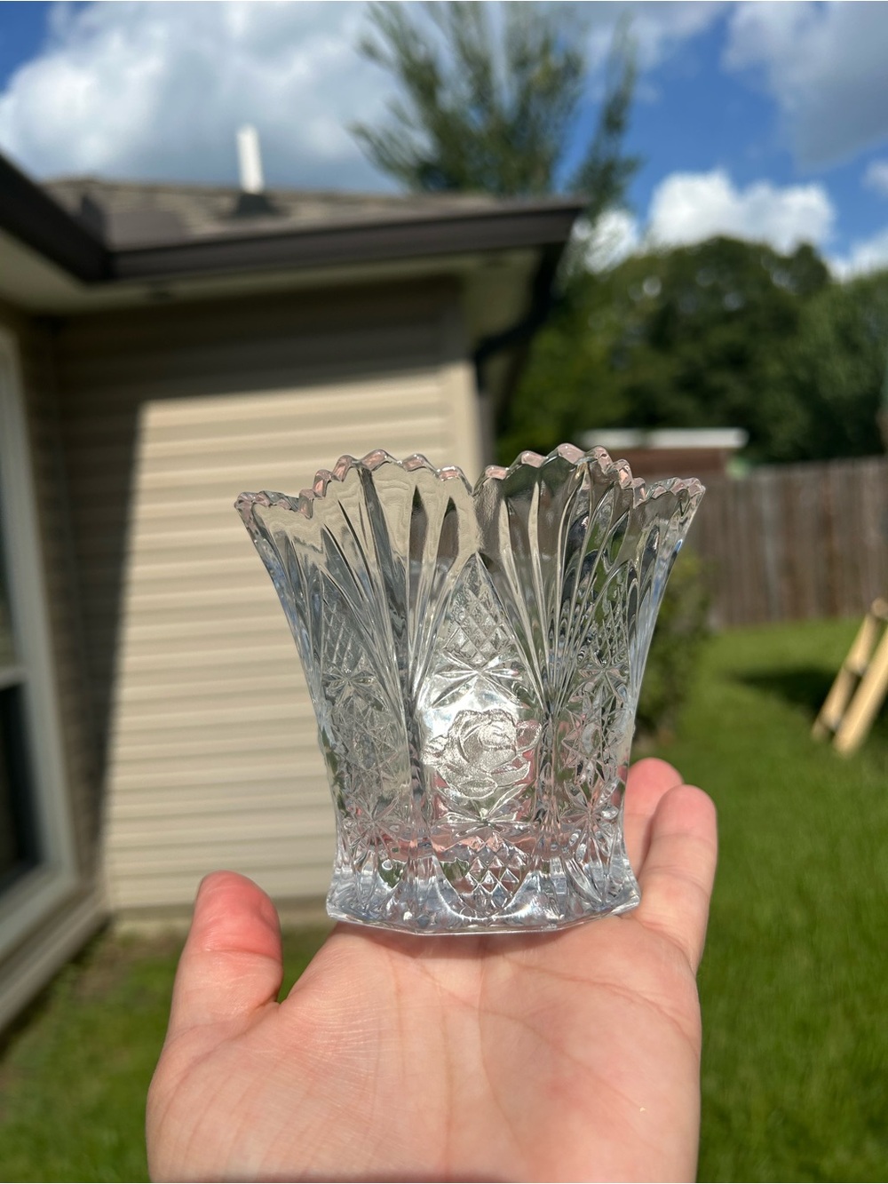 Clear Pressed Glass holder
